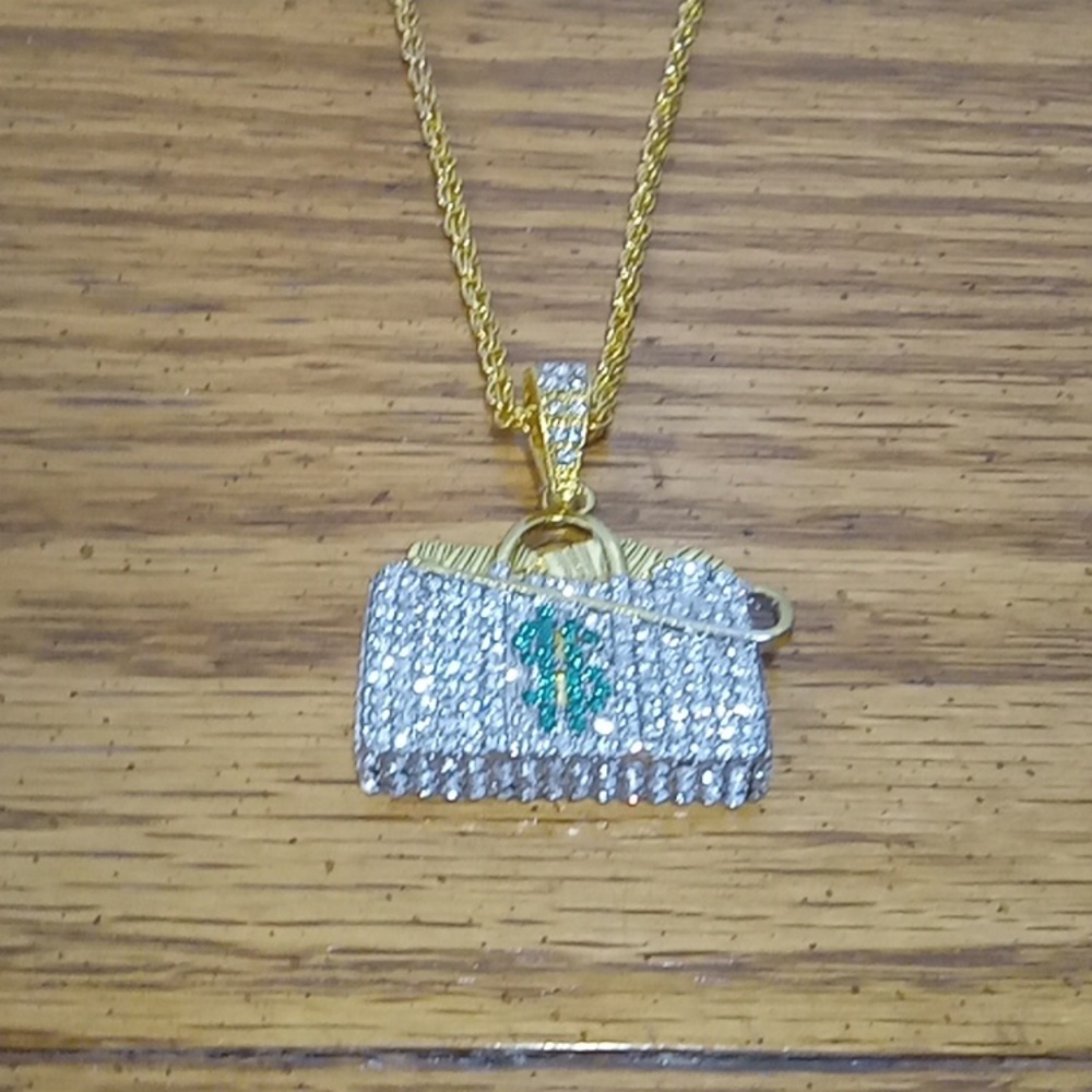 Iced out moneybag chain